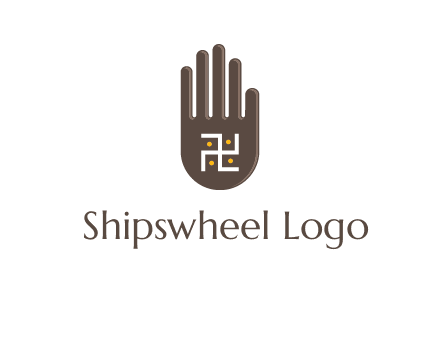 hand logo with the Swastika symbol