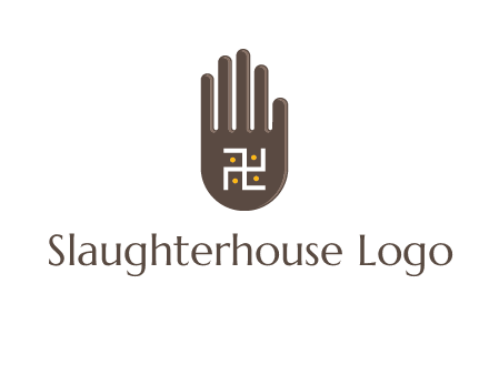 hand logo with the Swastika symbol