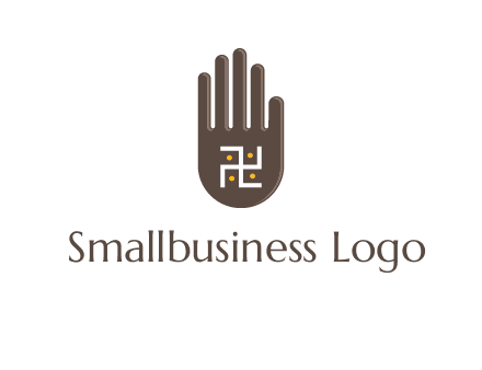 hand logo with the Swastika symbol