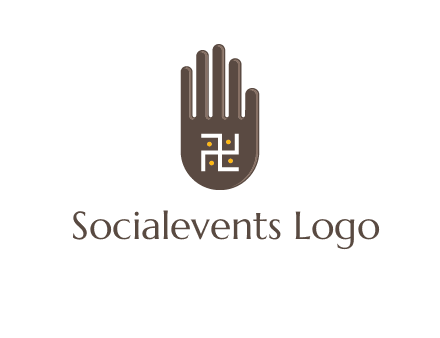 hand logo with the Swastika symbol