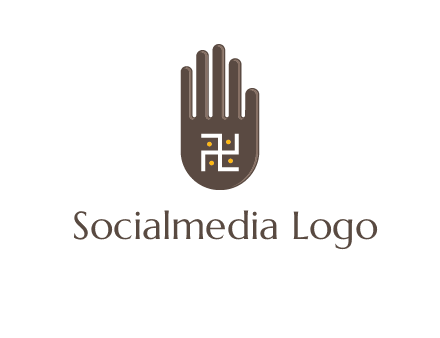 hand logo with the Swastika symbol