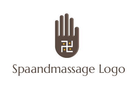 hand logo with the Swastika symbol