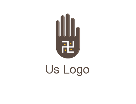 hand logo with the Swastika symbol