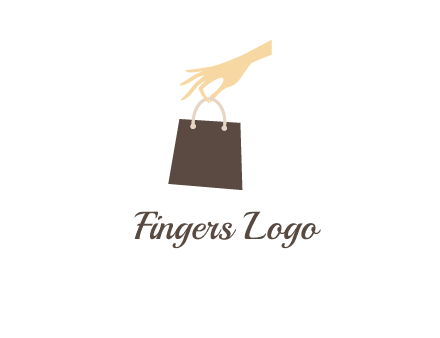 hand holding shopping bag logo