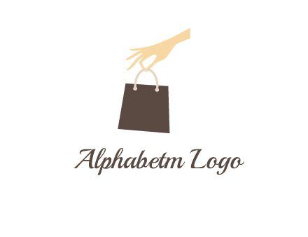 hand holding shopping bag logo