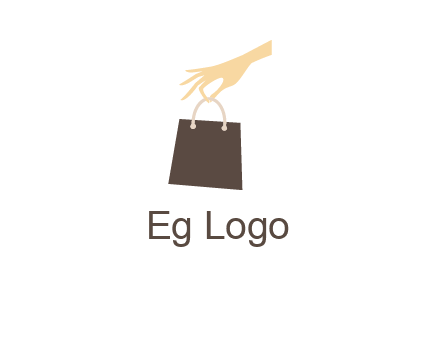 hand holding shopping bag logo