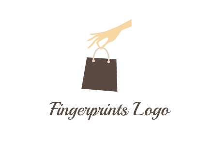 hand holding shopping bag logo