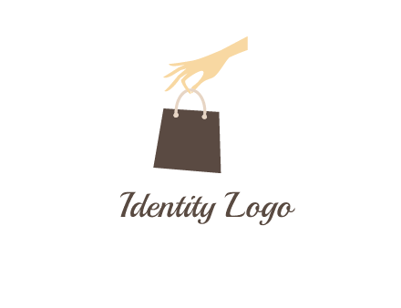 hand holding shopping bag logo