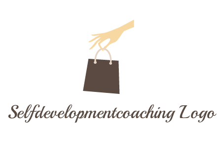 hand holding shopping bag logo