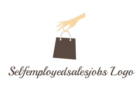 hand holding shopping bag logo