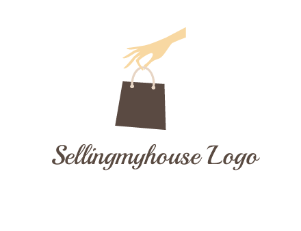 hand holding shopping bag logo