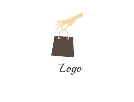 hand holding shopping bag logo