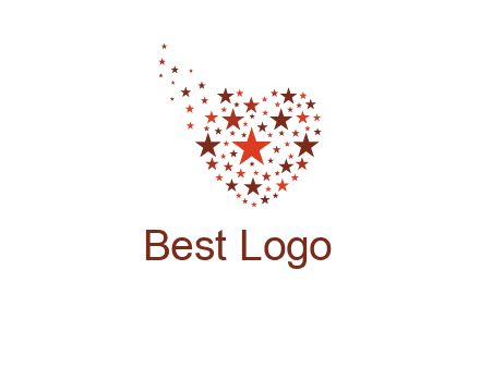 stars in heart shape logo