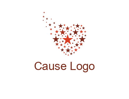 stars in heart shape logo