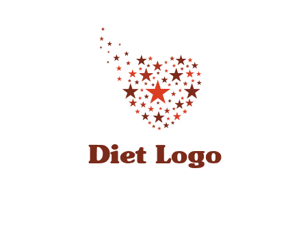 stars in heart shape logo