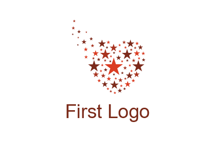 stars in heart shape logo