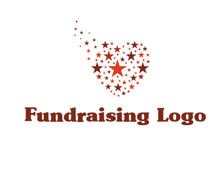 stars in heart shape logo