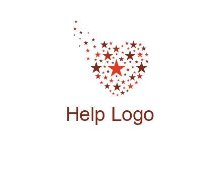 stars in heart shape logo