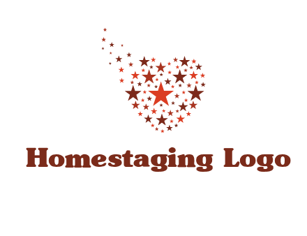 stars in heart shape logo