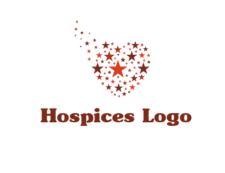 stars in heart shape logo