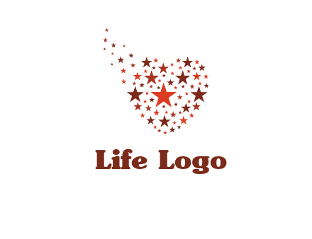 stars in heart shape logo