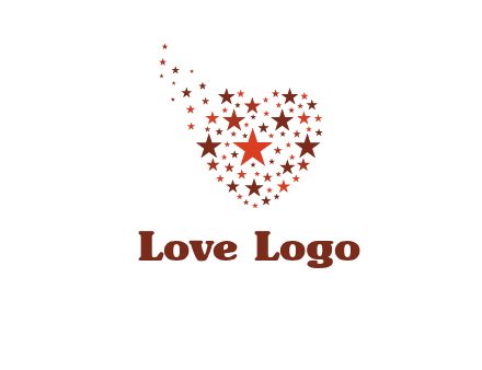 stars in heart shape logo