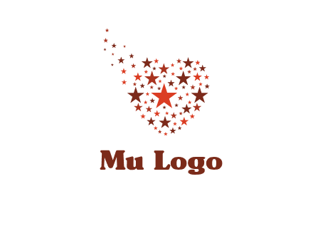 stars in heart shape logo