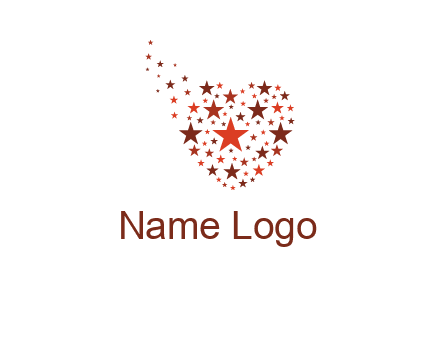 stars in heart shape logo