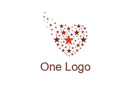 stars in heart shape logo