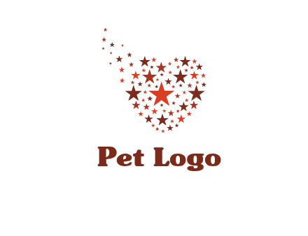 stars in heart shape logo