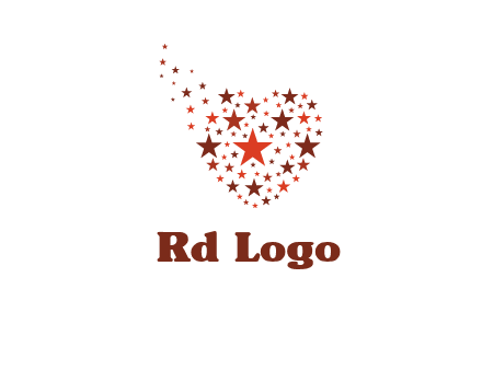 stars in heart shape logo