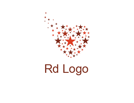 stars in heart shape logo