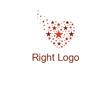 stars in heart shape logo