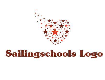 stars in heart shape logo