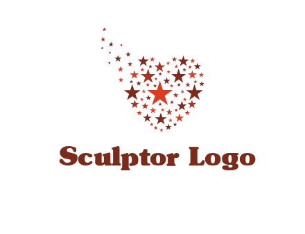 stars in heart shape logo