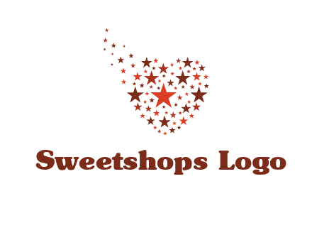 stars in heart shape logo