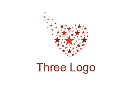 stars in heart shape logo