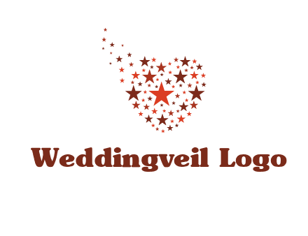 stars in heart shape logo