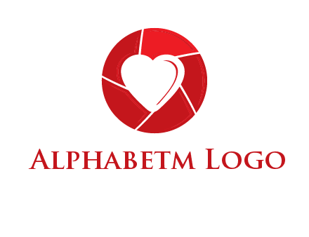 Heart inside camera lens icon