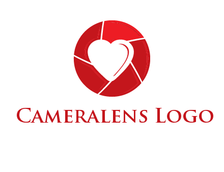 Heart inside camera lens icon