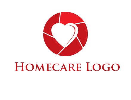 Heart inside camera lens icon