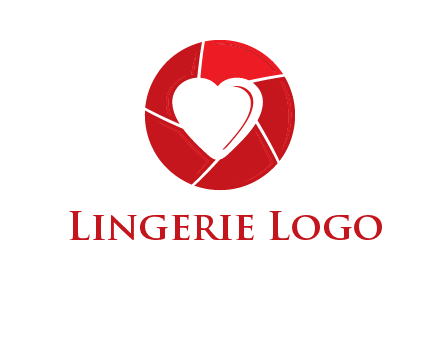 Heart inside camera lens icon