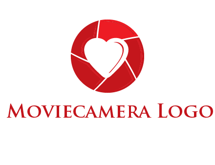 Heart inside camera lens icon