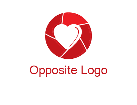 Heart inside camera lens icon