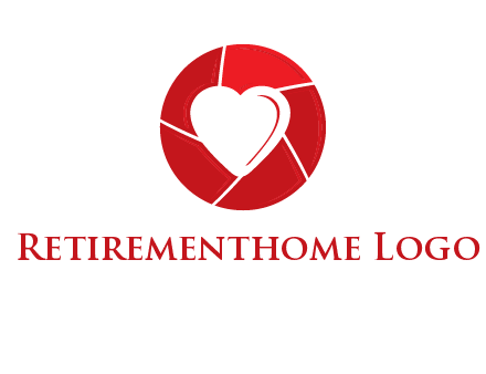 Heart inside camera lens icon