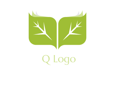leaves with book icon