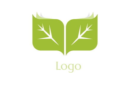 leaves with book icon