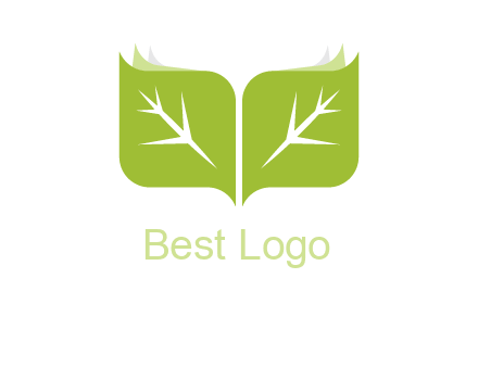 leaves with book icon