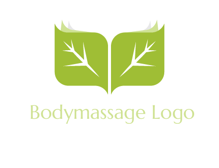leaves with book icon