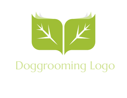 leaves with book icon